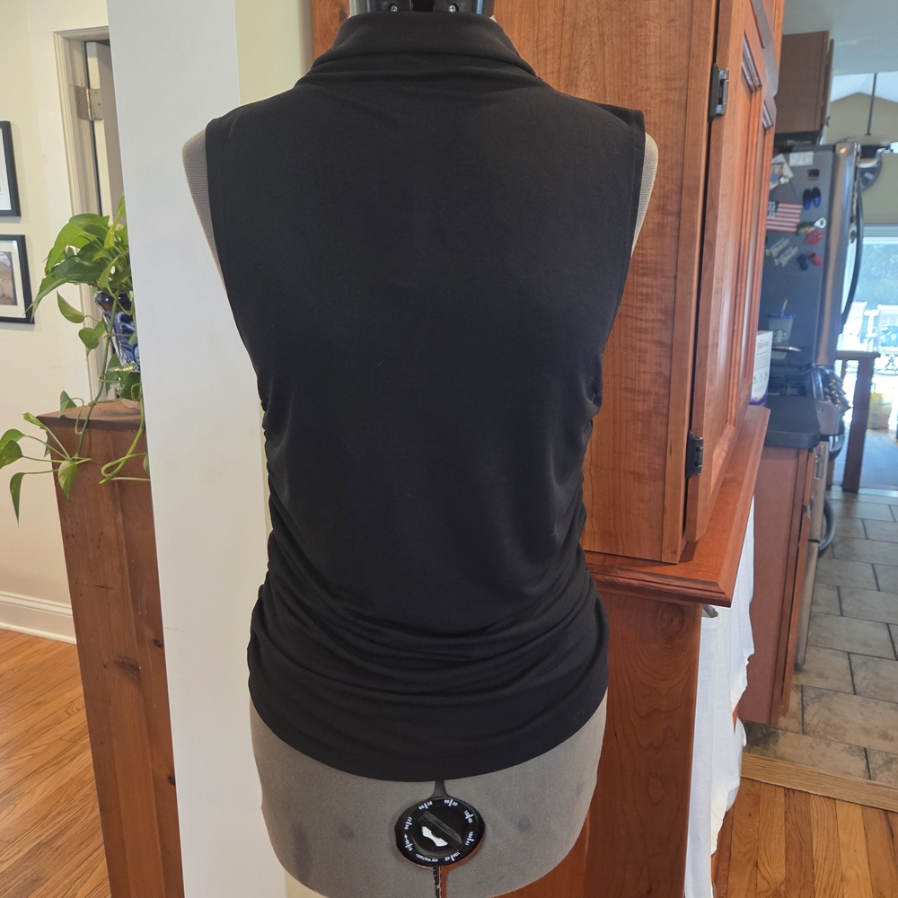 Nine West Black Sleeveless Ruched Top